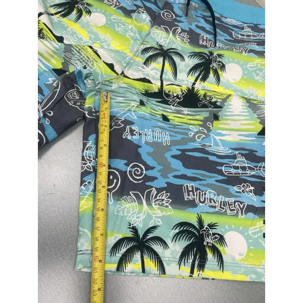 NEW Boys Hurley Board Shorts Size 16/28  Island Print 9” Inseam